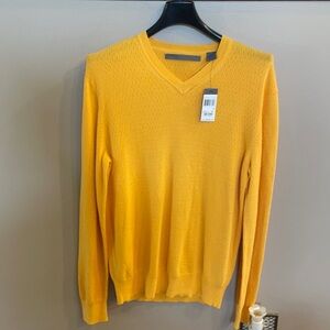 NWT SEAN JOHN V neckline COTTON KNIT SWEATER GOLDEN YELLOW Size XL